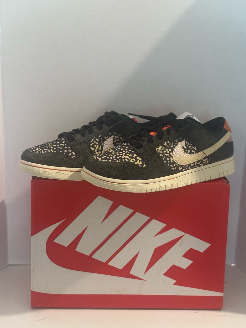Nike Low-Top Sneakers in Black, Cream & Orange “Gone Fishing”